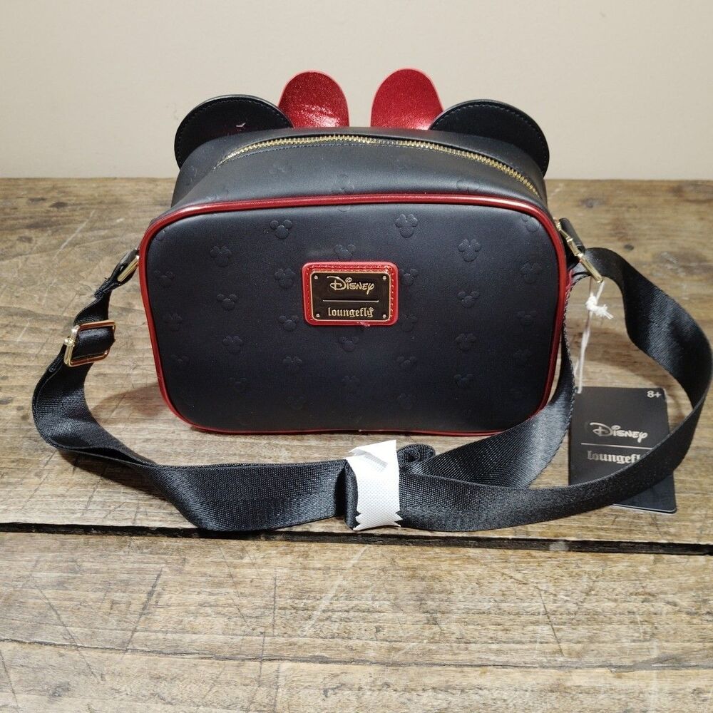 Loungefly Disney Minnie Mouse Purse Black Red Bow Ears Crossbody Bag NWT